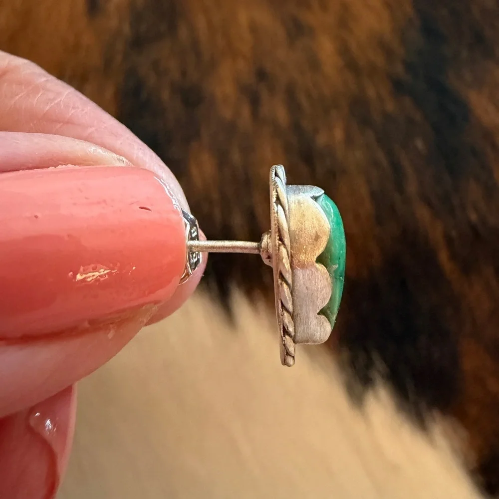 ❤️ Emerald Valley Teardrop Turquoise Matte Sterling Stud Earrings 4 Gm ~ Quality - Picture 6 of 13